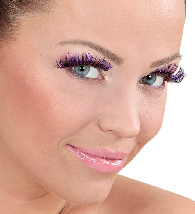 Eyelashes With Tinsel 4 Colors Assorted - In Box With Glass Bottleglue