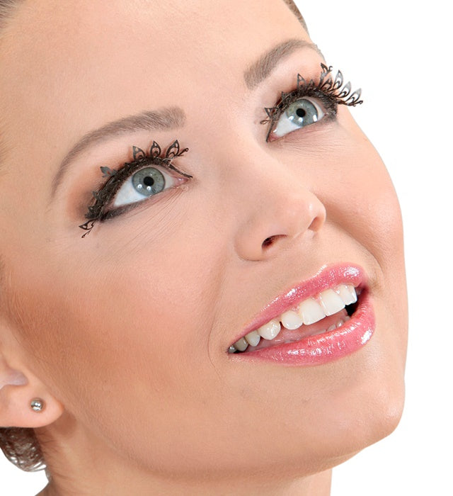 Black Fashion Tattoo Eyelashes In Box With Glass Bottle Glue