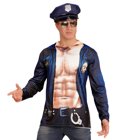 Police Officer Photorealistic Sublimation Printed Long Sleeve T-Shirt