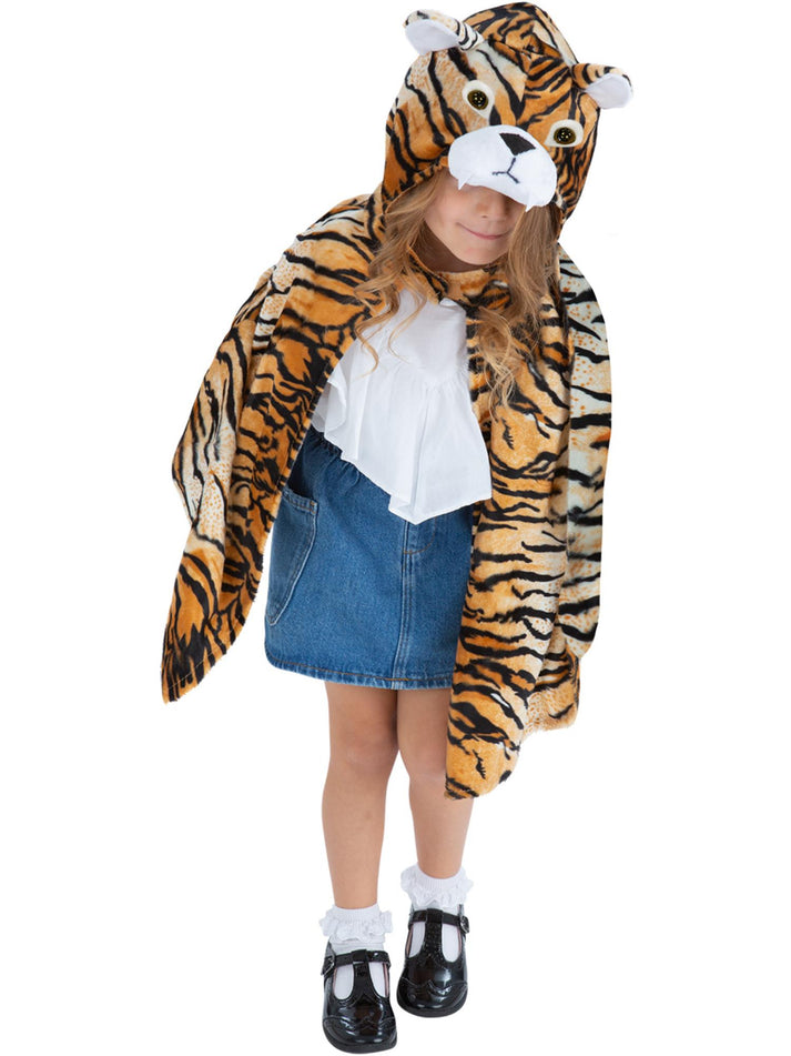 Deluxe Tiger Cape Kids Hooded Animal Costume Age 4-7 Years