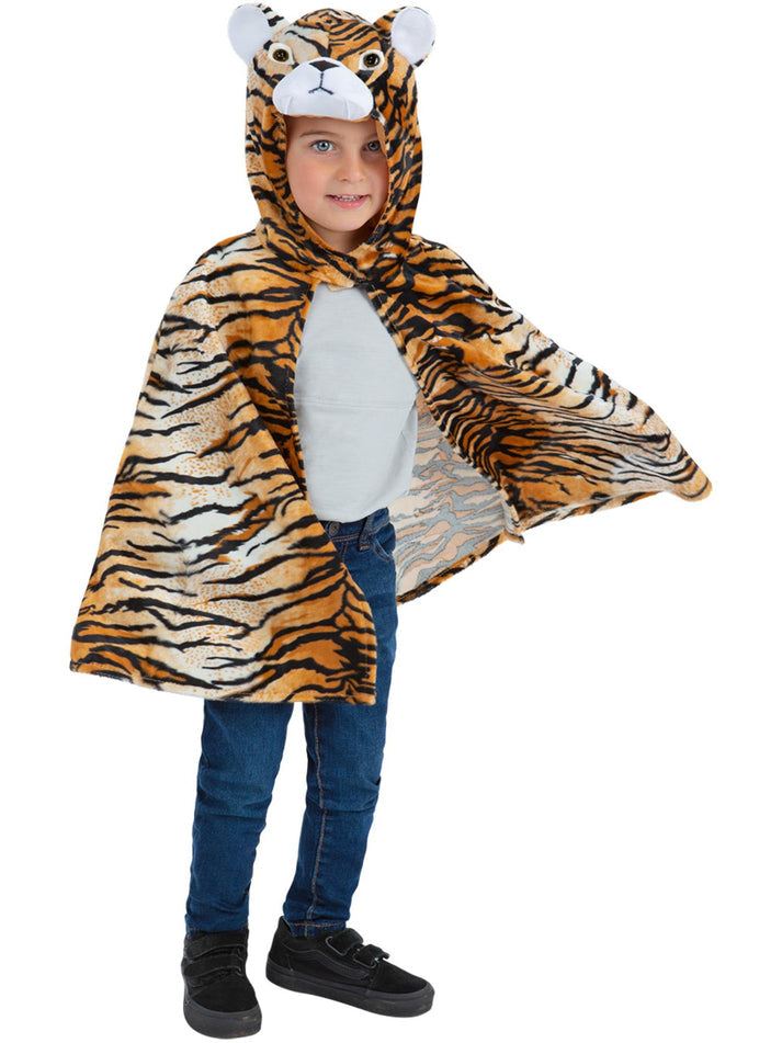 Deluxe Tiger Cape Kids Hooded Animal Costume Age 4-7 Years