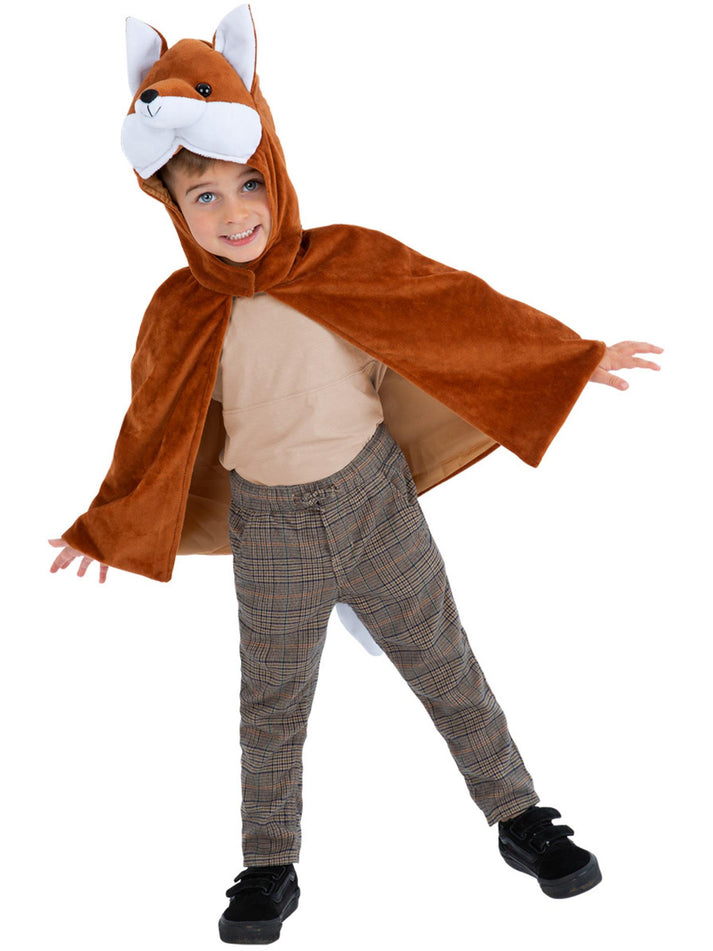 Deluxe Fox Plush Cape Kids Brown Animal Costume Accessory