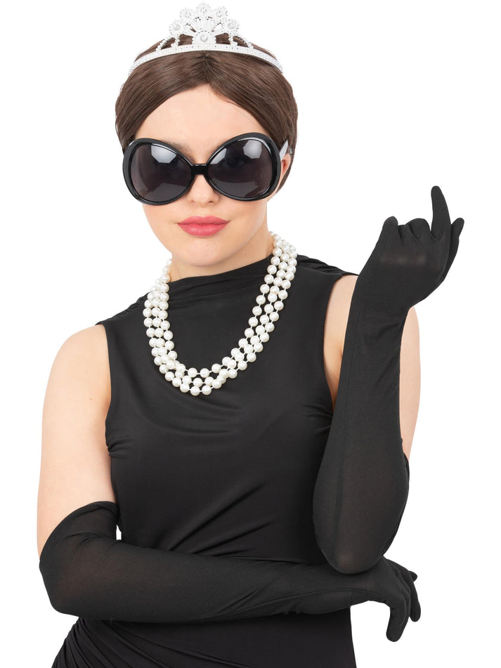 Tiffany Diva Kit Sunglasses Plastic Tiara Pearl Necklace and Long Gloves