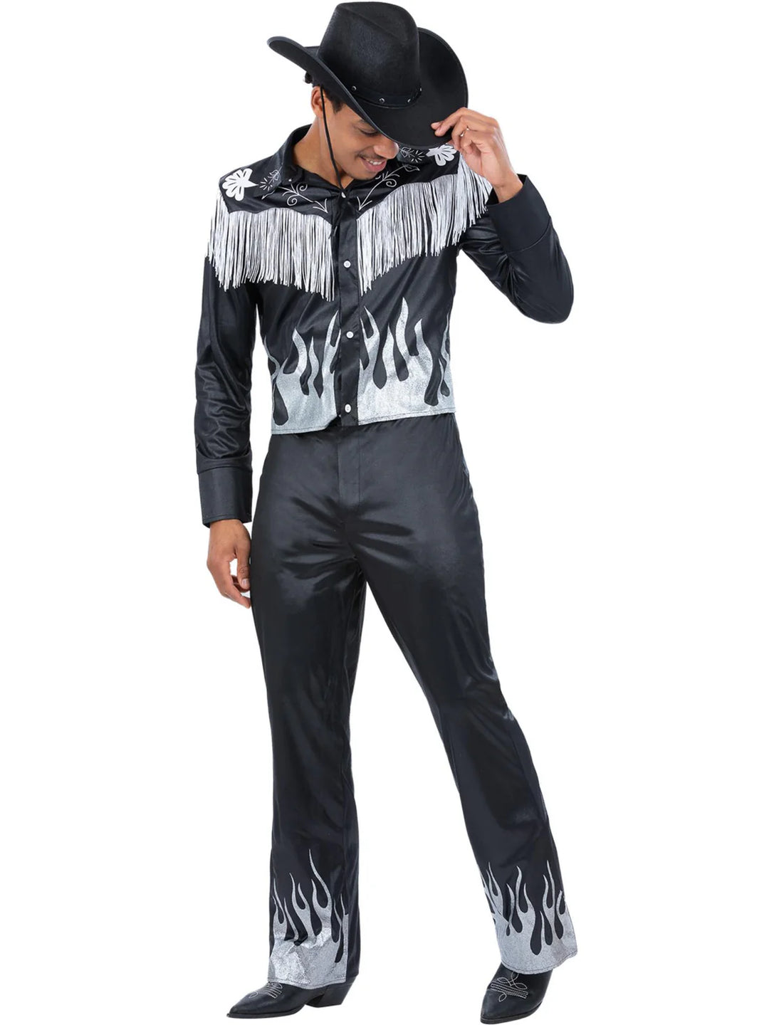 Glamorous Cowboy Costume Black Wild West Outfit for Men Shirt and Trousers