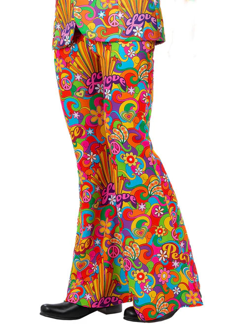 Mens Rainbow Peace Flared Trousers Woven Fabric Mens Rainbow Peace Flared Trousers Woven Fabric