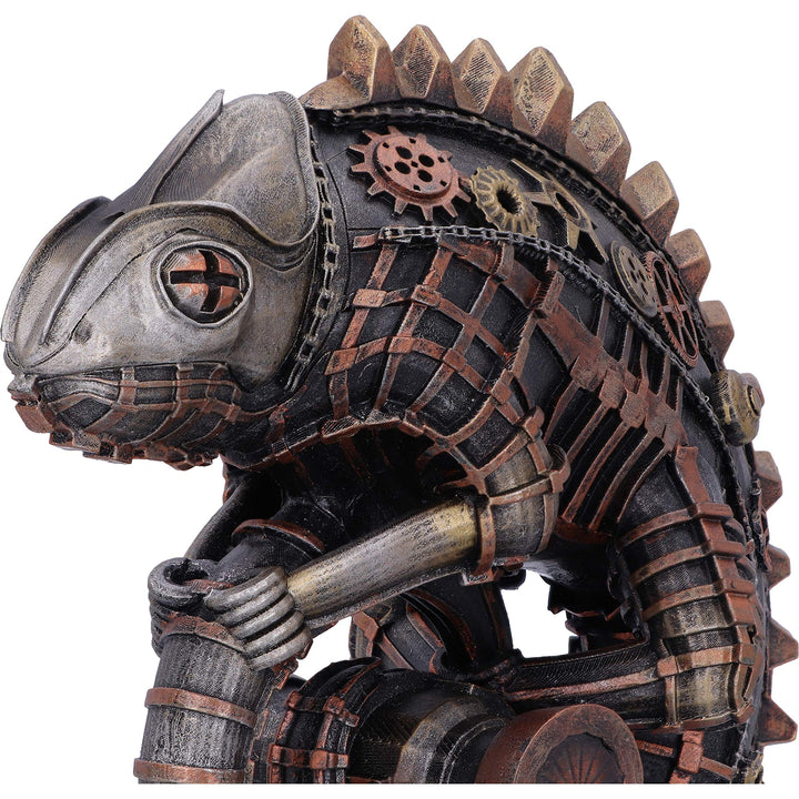 Bronze Mechanical Chameleon Steampunk Lizard Figurine 22.3cm