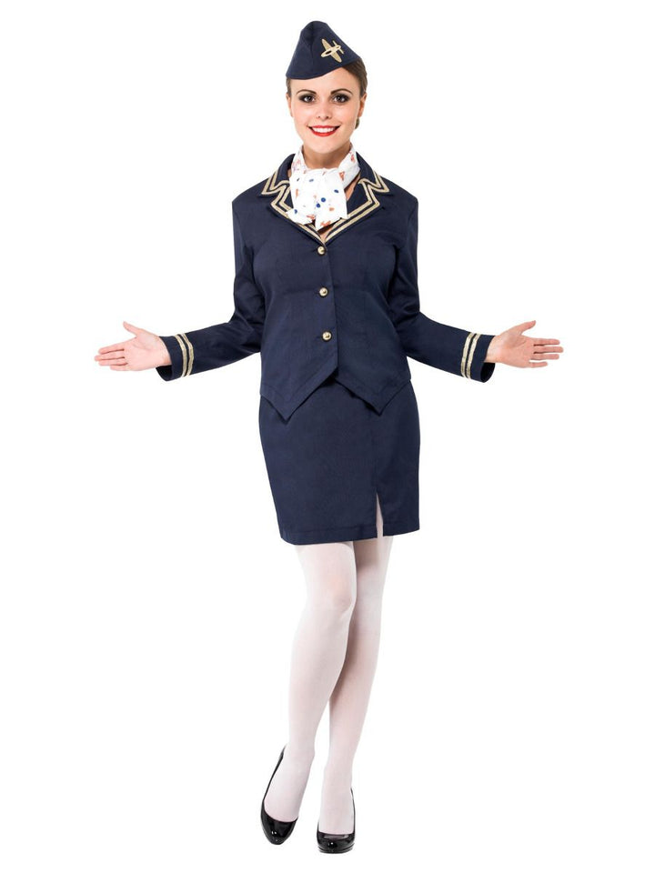 Airways Attendant Air Hostess Costume Adult Blue_4