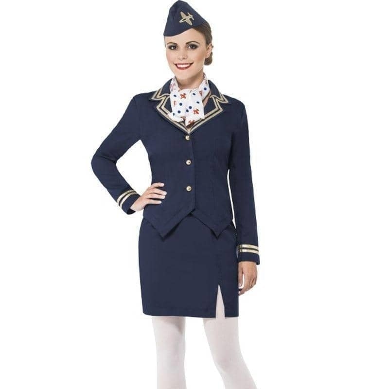 Airways Attendant Air Hostess Costume Adult Blue_1