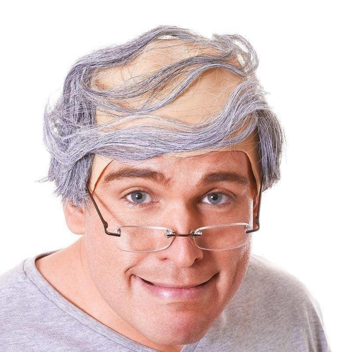 Baldy Man Wig Grey Combover Hair_1