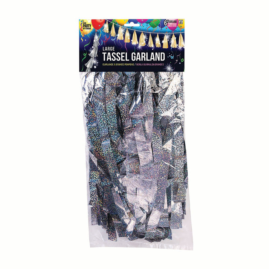 Balloon Tassels Large Silver Holographic Garland_1