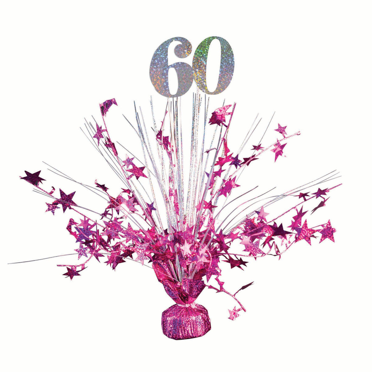 Balloon Weight 60 Hot Pink Silver Holograph 1