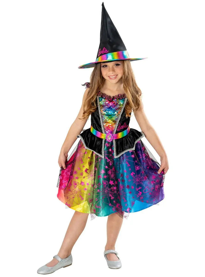 Barbie Witch Kids Costume Beautiful Rainbow Dress_1