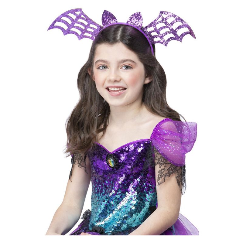 Bat Headband Purple Glitter Child Pink 1