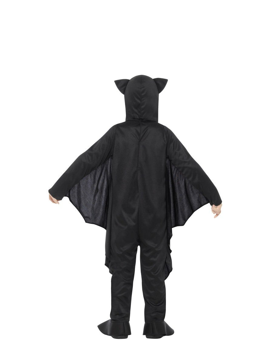 Bat Skeleton Costume Kids Attached Wings Black White Bodysuit_4