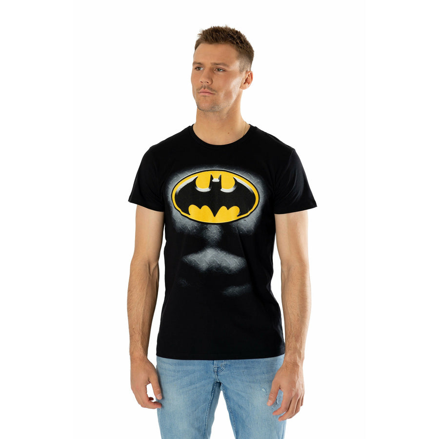 Batman Black Ripped Bevel T-Shirt DC Adult_1