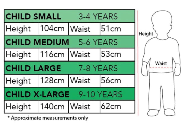 Size Chart Batman Costume Justice League DC Kids Padded Muscle Batsuit