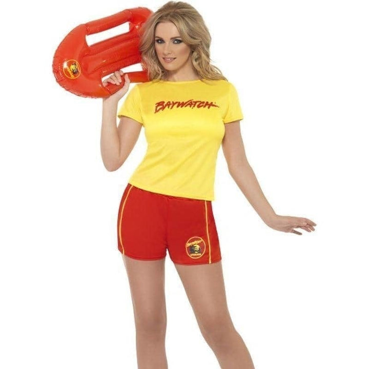 Baywatch Beach Adult Red Shorts Yellow Top Costume_1
