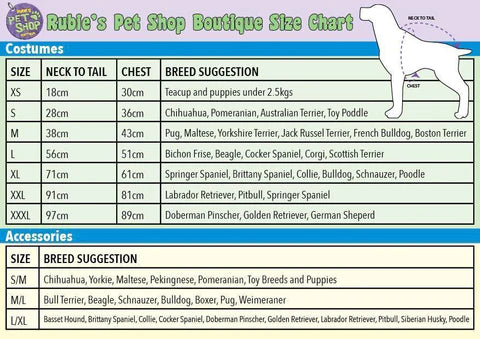 Size Chart Big Dog Dapper Costume