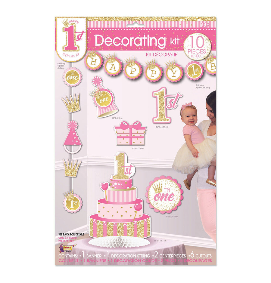 Birthday 1st Girl Decorating Kit Party Event Banner_1