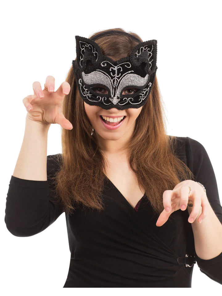 Size Chart Black Cat Mask Decorative Masquerade Feline