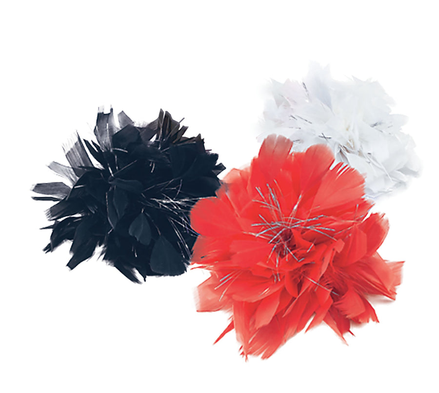 Black Feather Tinsel Hair Clip Costume Accessory_1