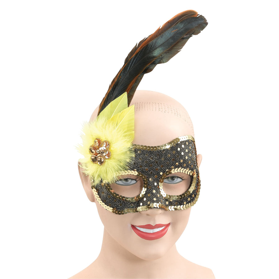 Black Gold Sequin Face Yellow Eye Masks Unisex_1