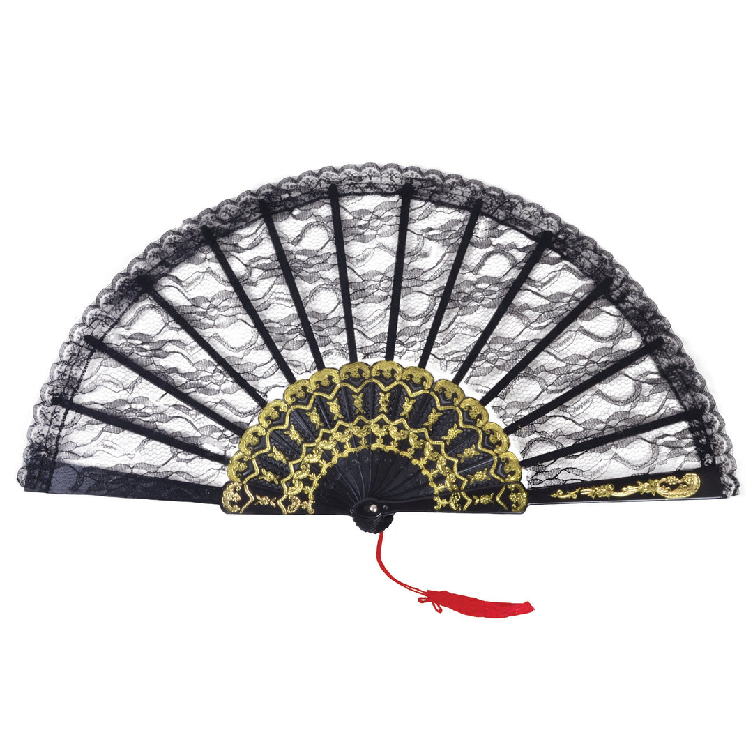 Black Lace Spanish Fan Flamenco Costume Accessory_1