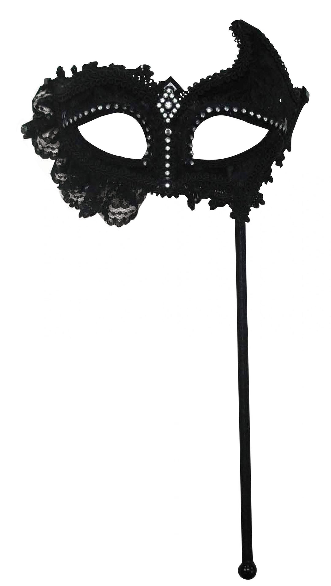Black Mask with Lace on Stick Eyemask_1