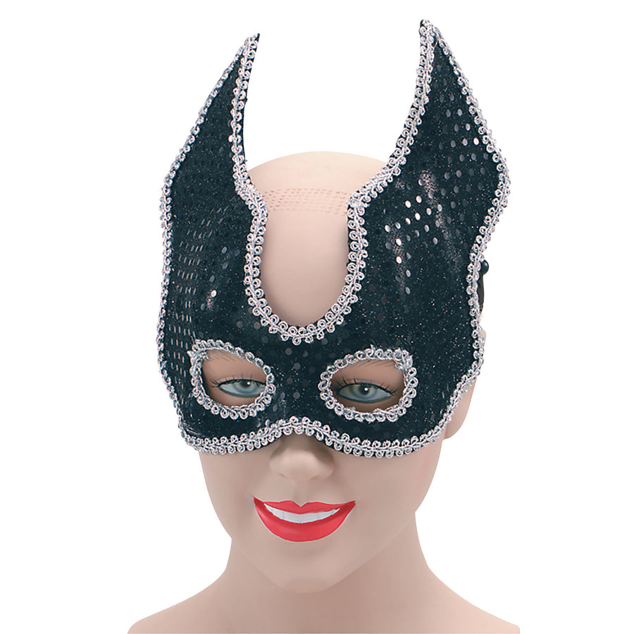 Black Sequin Half Face & Hband Eye Masks Unisex_1