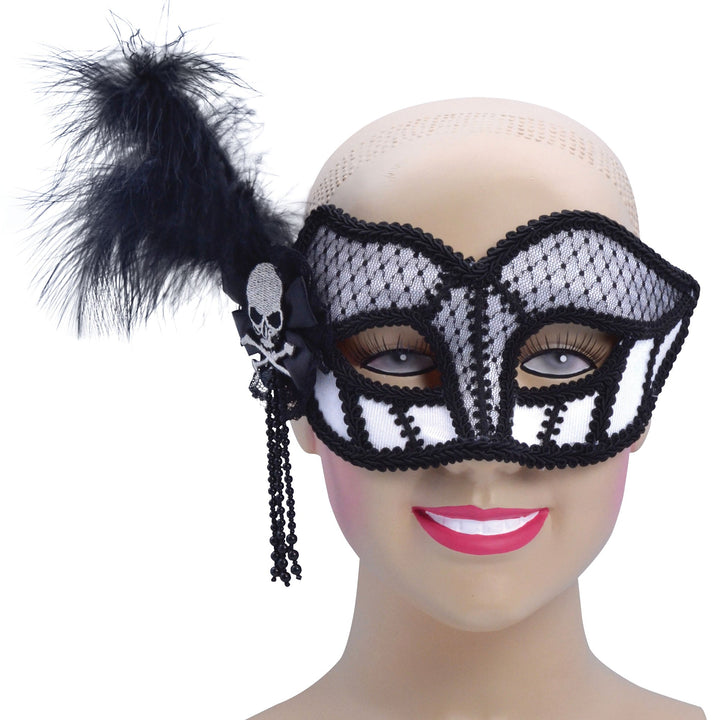 Size Chart Black White Skull & Cross Bones Mask Pirate Eyemask