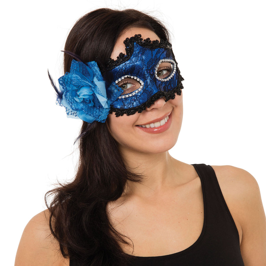 Blue Braided Eyemask With Side Flower Eye Masks Female_1