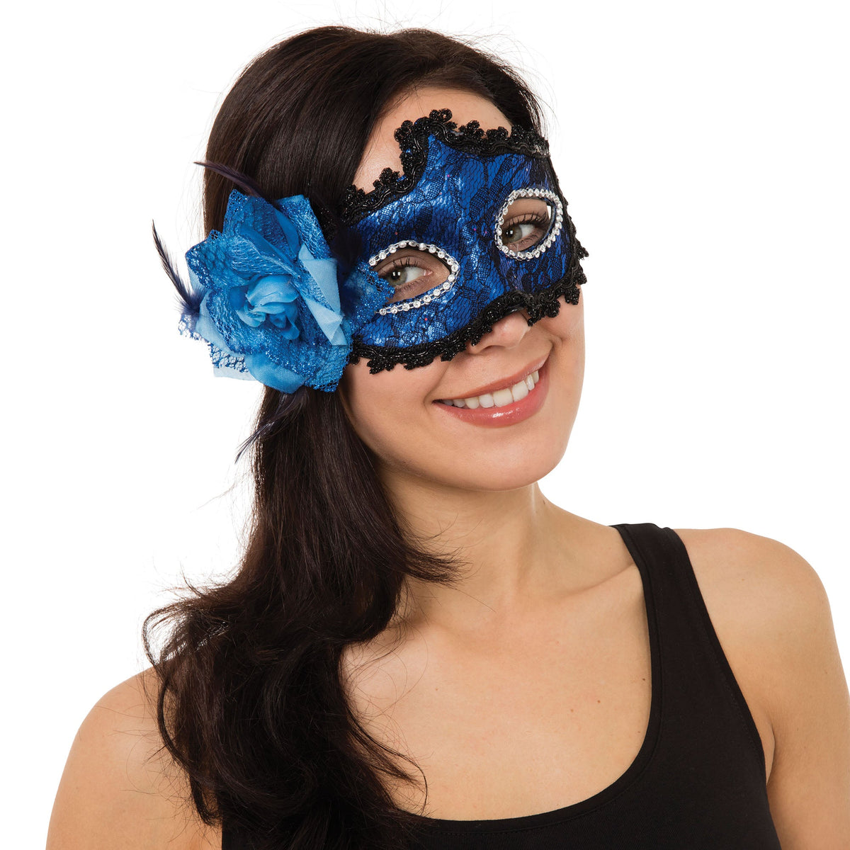 Blue Braided Eyemask With Side Flower Eye Masks Female 1