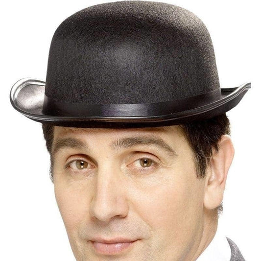 Bowler Hat Adult Black Felt with Band 2
