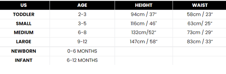 Size Chart Bubbles The Clown Child Costume