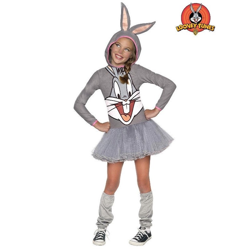 Bugs Bunny Girls Hooded Costume Grey_1