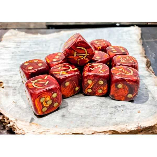 WW2 Dice Soviet Scarab Scarlet/gold 16mm d6 Dice Block 2