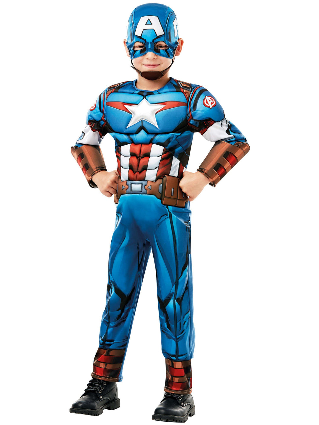 Captain America The First Avenger Deluxe Boys Padded Muscle Suit Costume_2