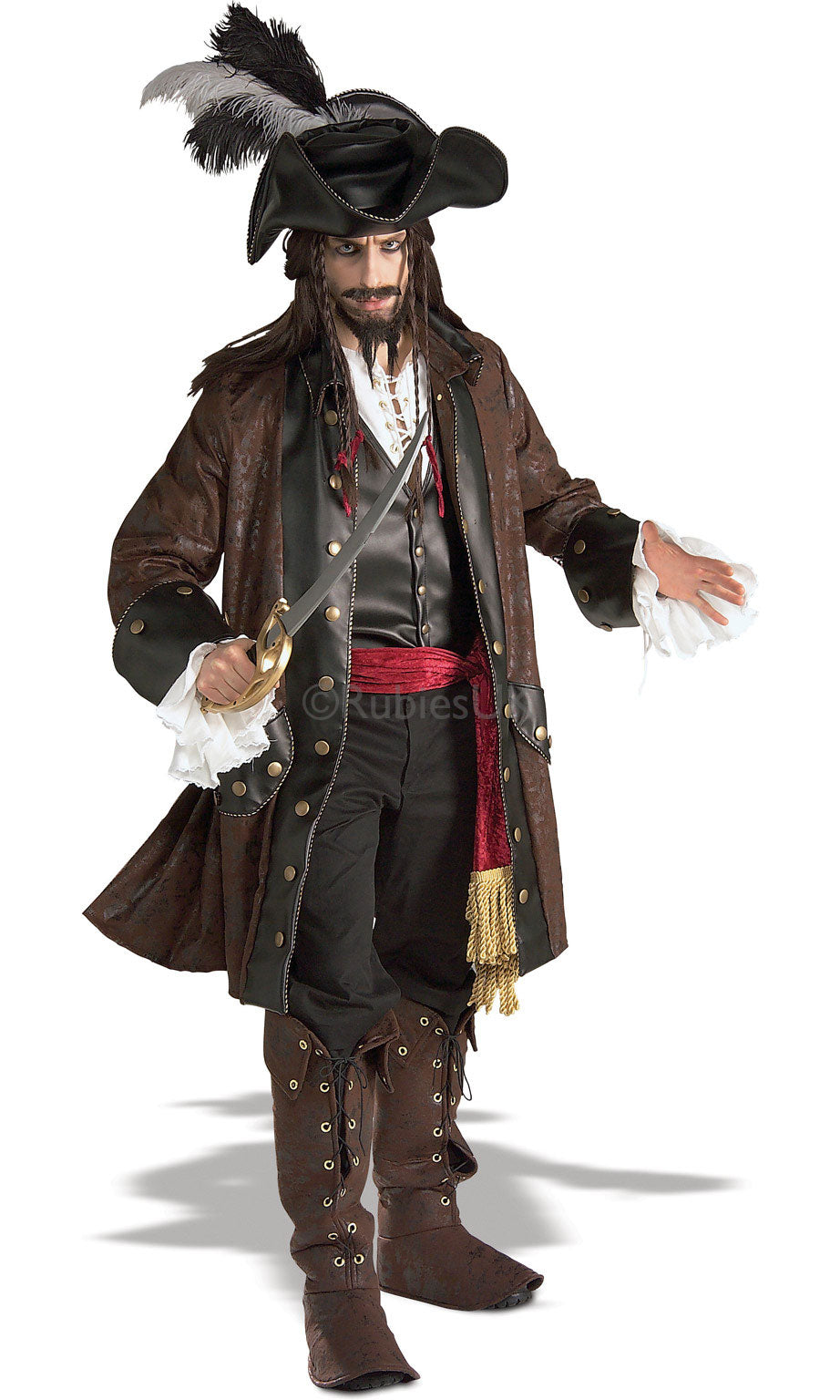 Caribbean Pirate Collector's Edition Mens Brown Jack Sparrow Costume_1