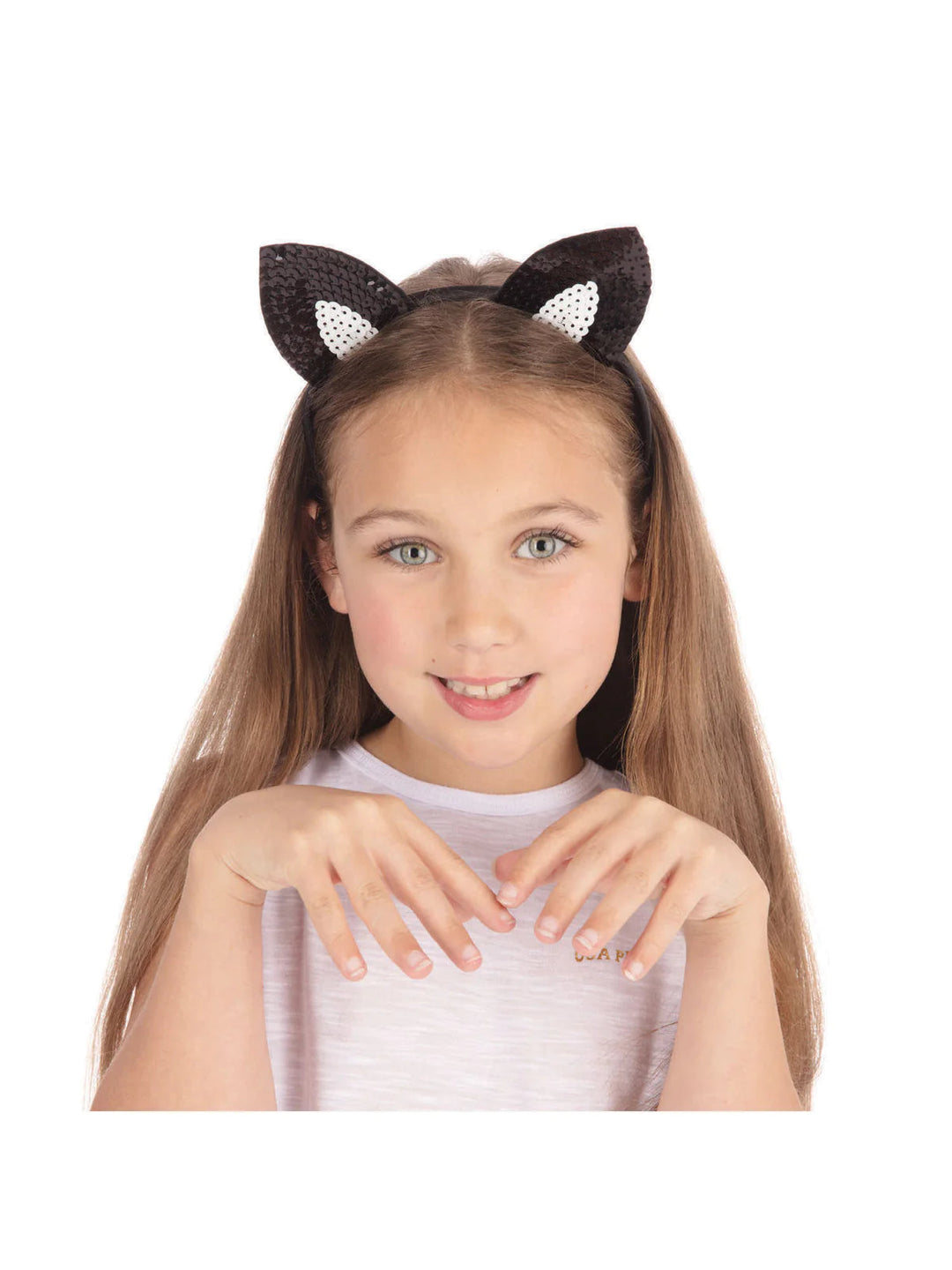 Size Chart Cat Ears Black Sequin on Headband