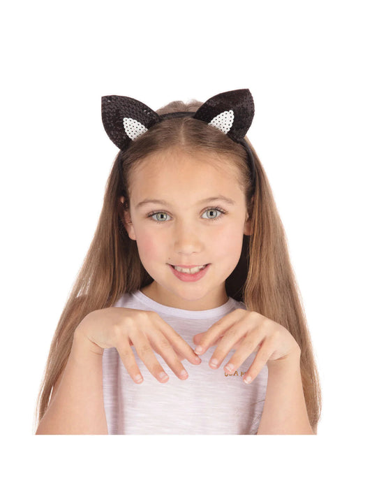 Cat Ears Black Sequin on Headband 2