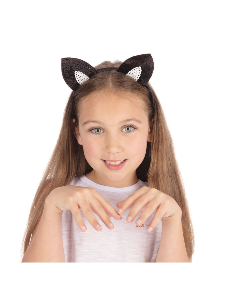 Size Chart Cat Ears Black Sequin on Headband