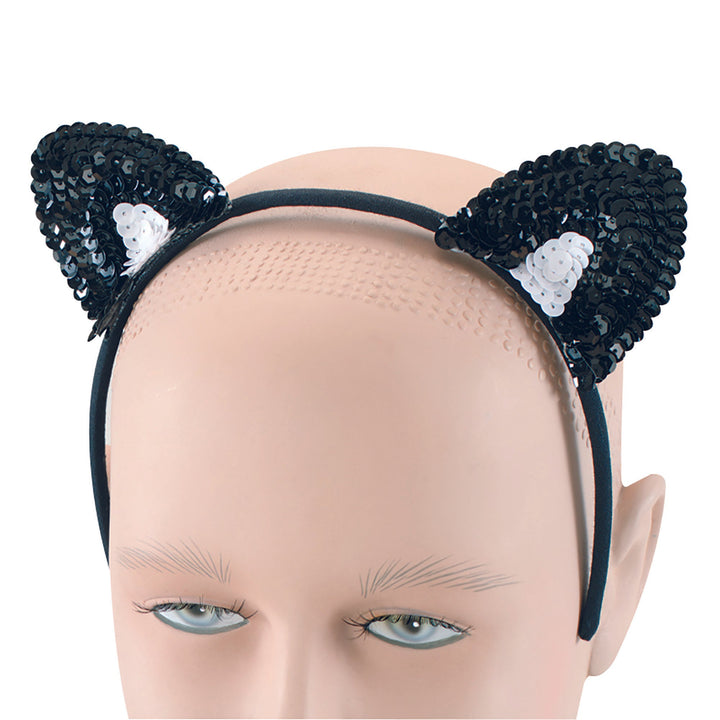 Cat Ears Black Sequin on Headband_1