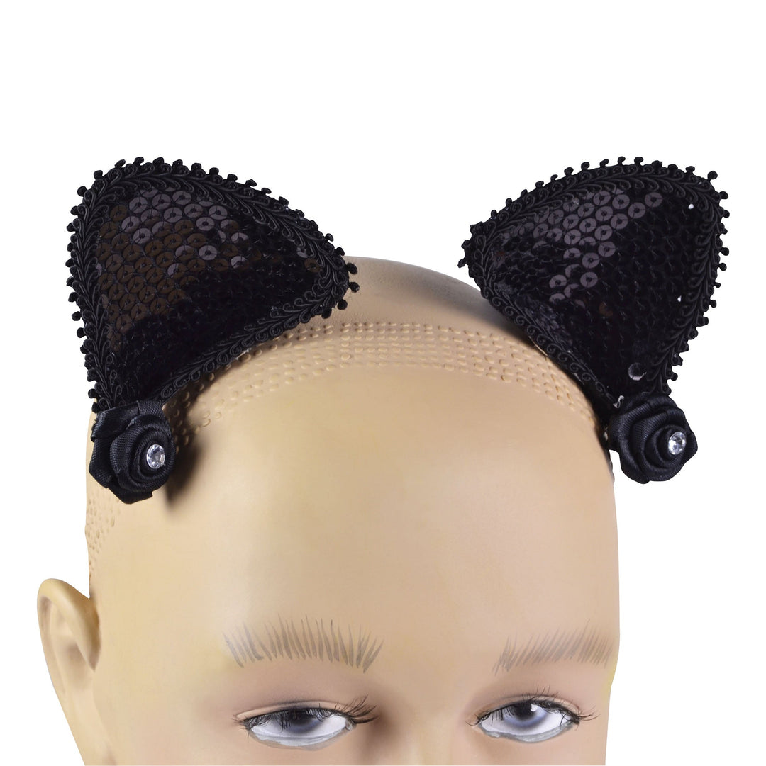 Size Chart Cat Ears On Hair Clips Black Sequin
