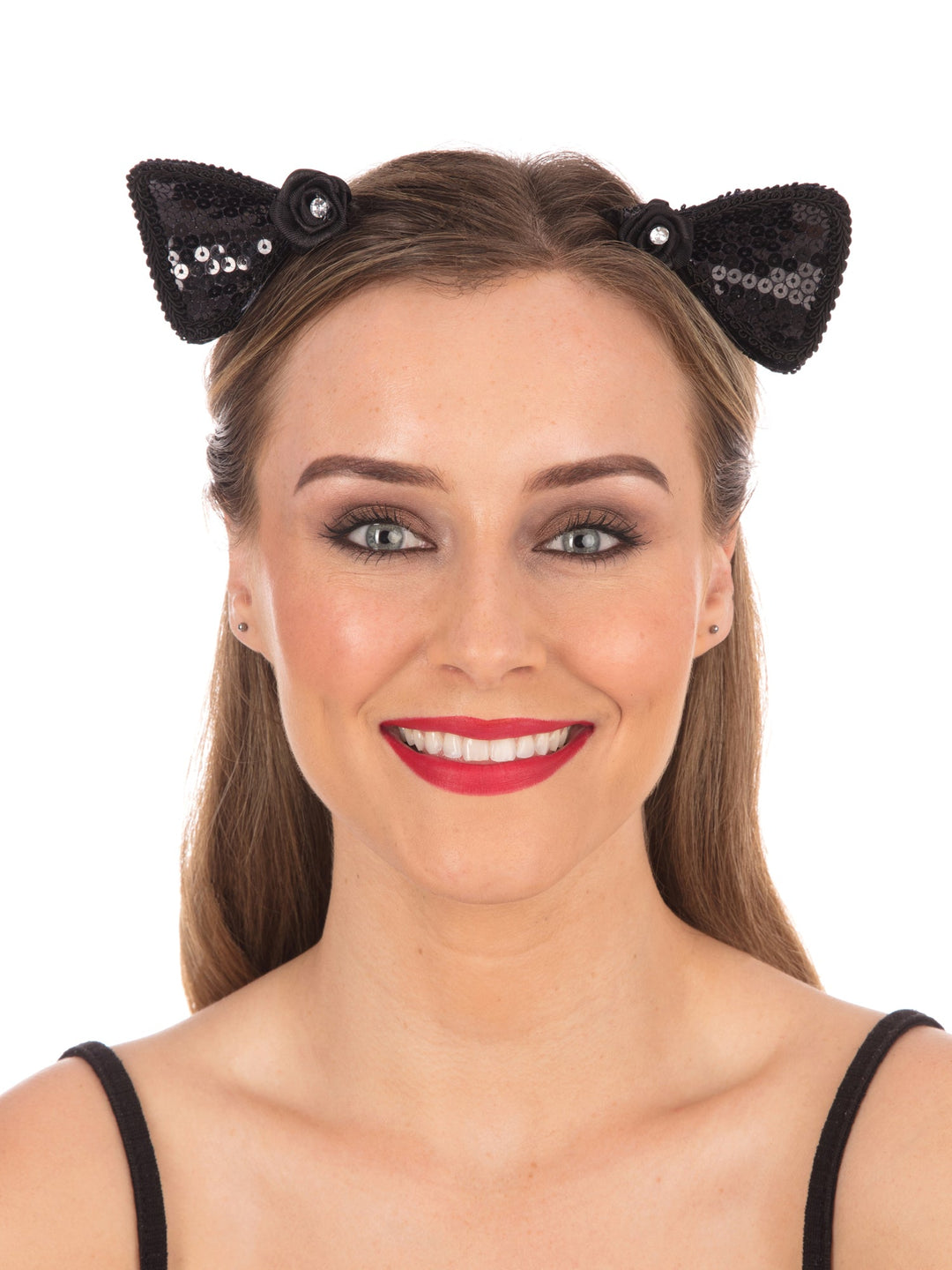 Cat Ears On Hair Clips Black Sequin_1