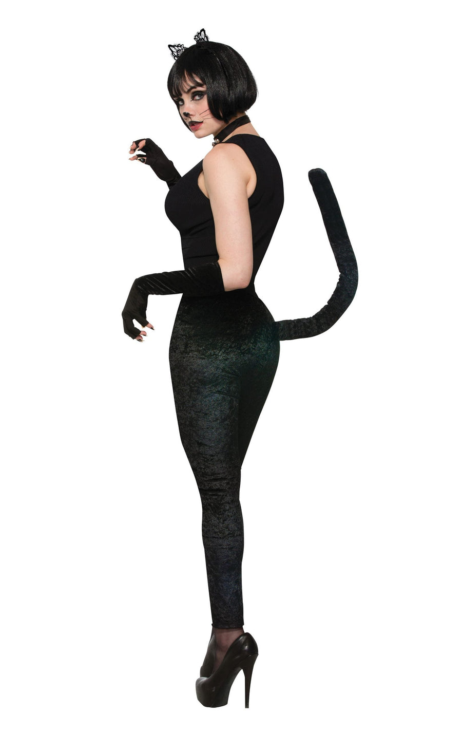 Cat Legging Black With Tail Adult Costume Female_1
