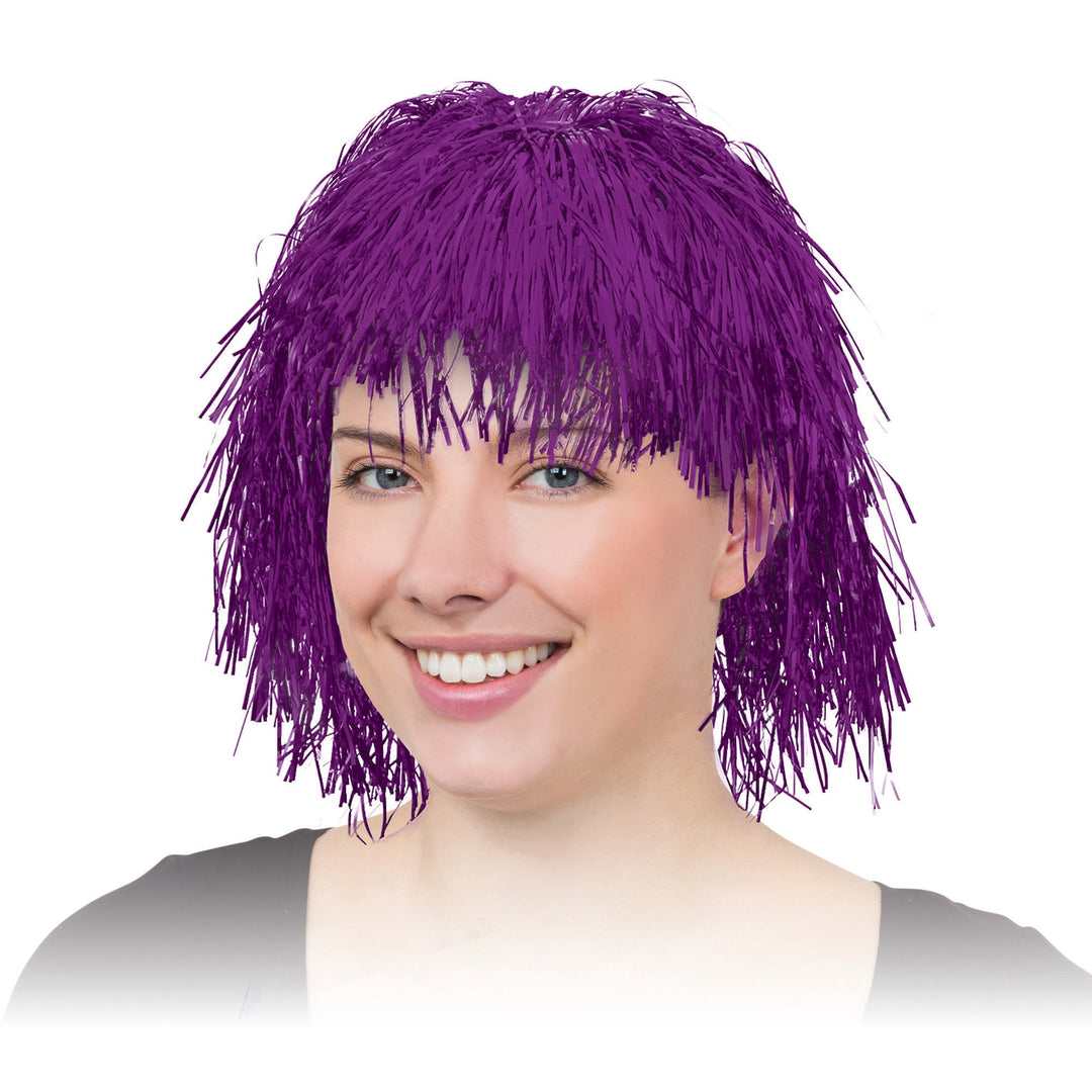 Cerise Tinsel Wig Fringe Clown Hair_1