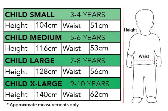 Size Chart Charlie Bucket Kids Costume Willy Wonka Boy