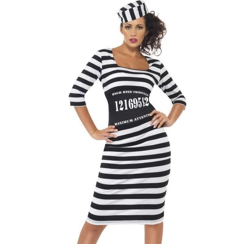Classy Convict Costume Adult White Black Classy Convict Costume Adult White Black