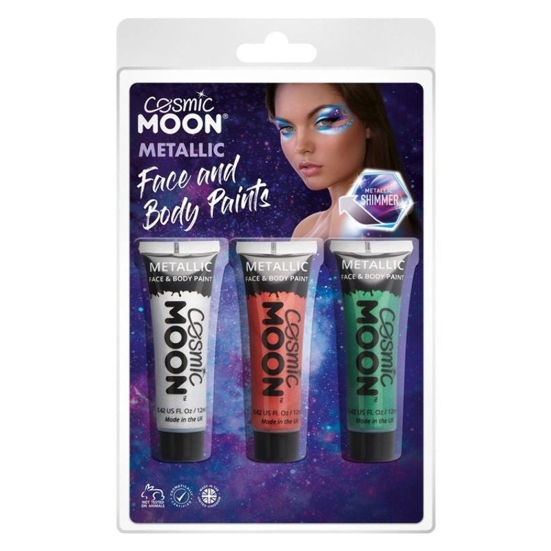 Cosmic Moon Metallic Face & Body Paint 3 Pack Clamshell 12ml Costume Make Up_2