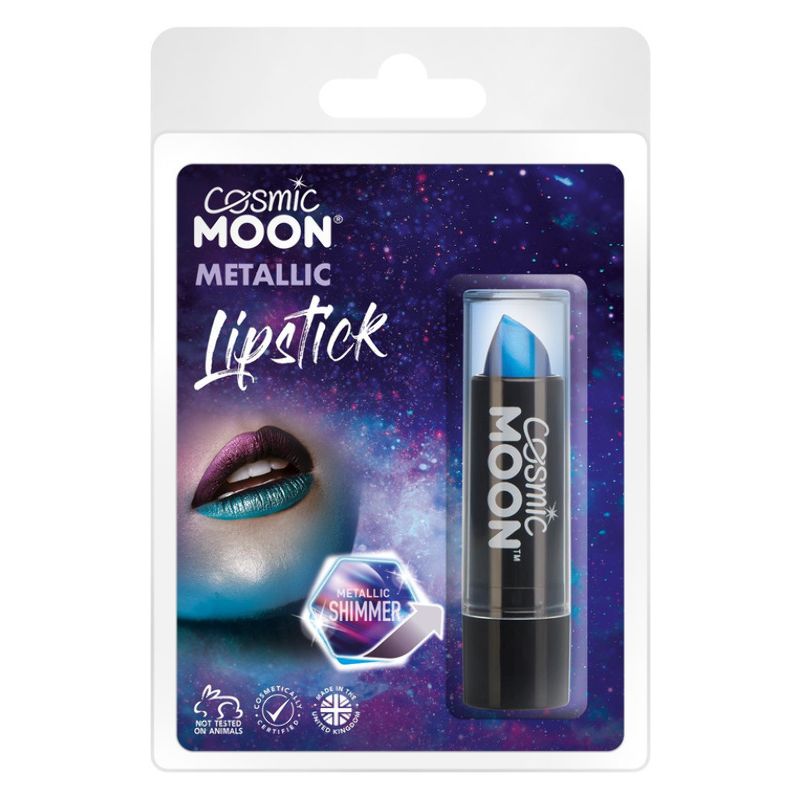 Cosmic Moon Metallic Shimmer Blue Lipstick 4.2gm Clamshell Costume Make Up 1